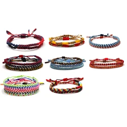 Tibetan Buddhist Luck Knot Rope Macrame Bracelet For Women Lover Girl Red Black Cord Handknot Adjustable Summer Jewelry Present