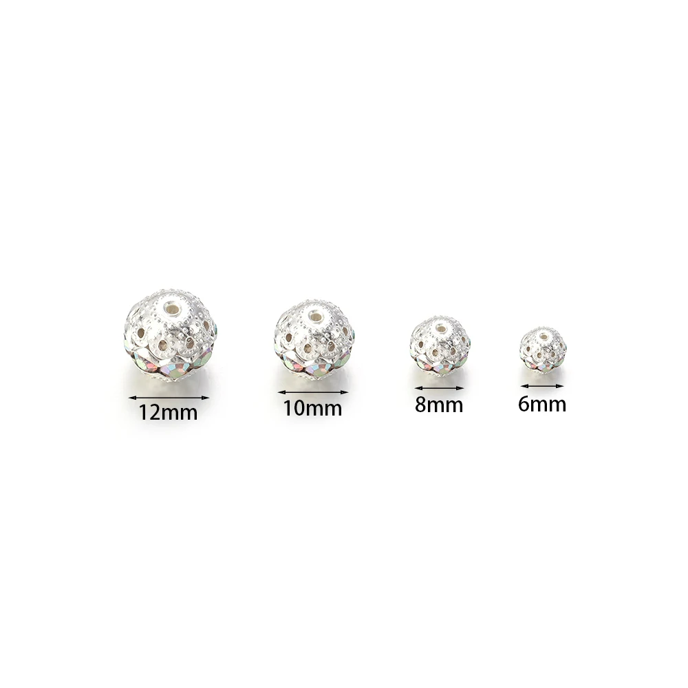 10pcs 6/8/10/12mm Round Rhinestone Crystal Beads Loose Spacer Ball Beads For Jewelry Making DIY Bracelet Necklace Accessories