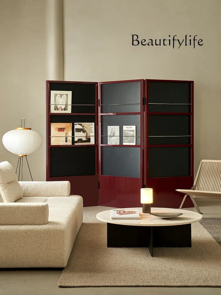 ZL Chiying screen medieval foldable mobile study bedroom entrance partition living room designer model