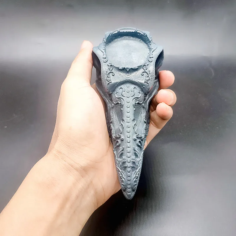 Silicone mold exquisite crow skull candlestick DIY concrete resin gypsum model production mold Halloween decoration tool