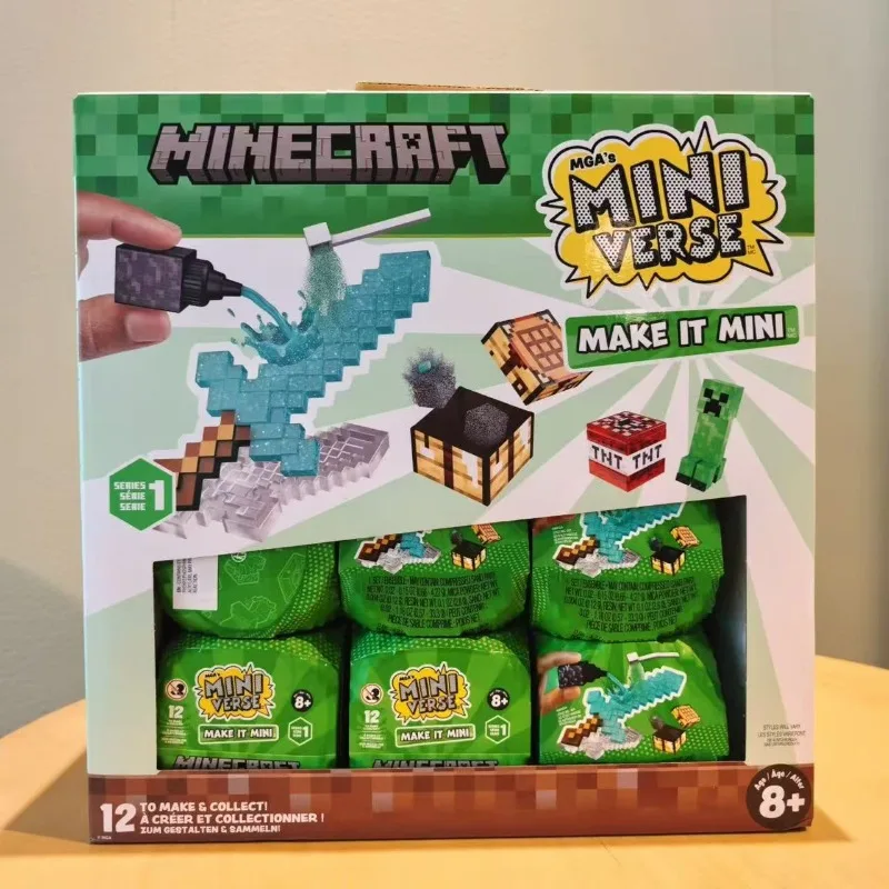 MGA Miniverse Make It Mini Minecraft Caja Sorpresa Figura de Anime Muñeco Modelo Juguetes Coleccionables Adornos