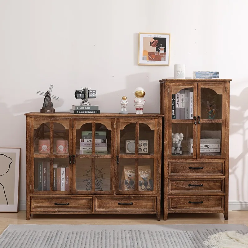 

Narrow Rustic Living Room Cabinets Glass Wooden French Decoration Living Room Cabinets Display Meuble Rangement Furniture Home