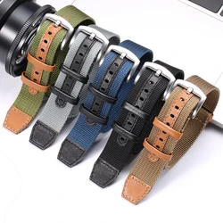 20mm 22mm Nylon Leather Strap For Rolex Omega Canvas Bracelet Men's Sports Washable Replacement Cloth Band Watch Accessorie
