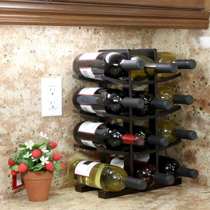 

European Innovative Vino Holder Modern Minimalist Bottle Rack Multi-Functional Bamboo Adornment Stand Domestic Wine Support