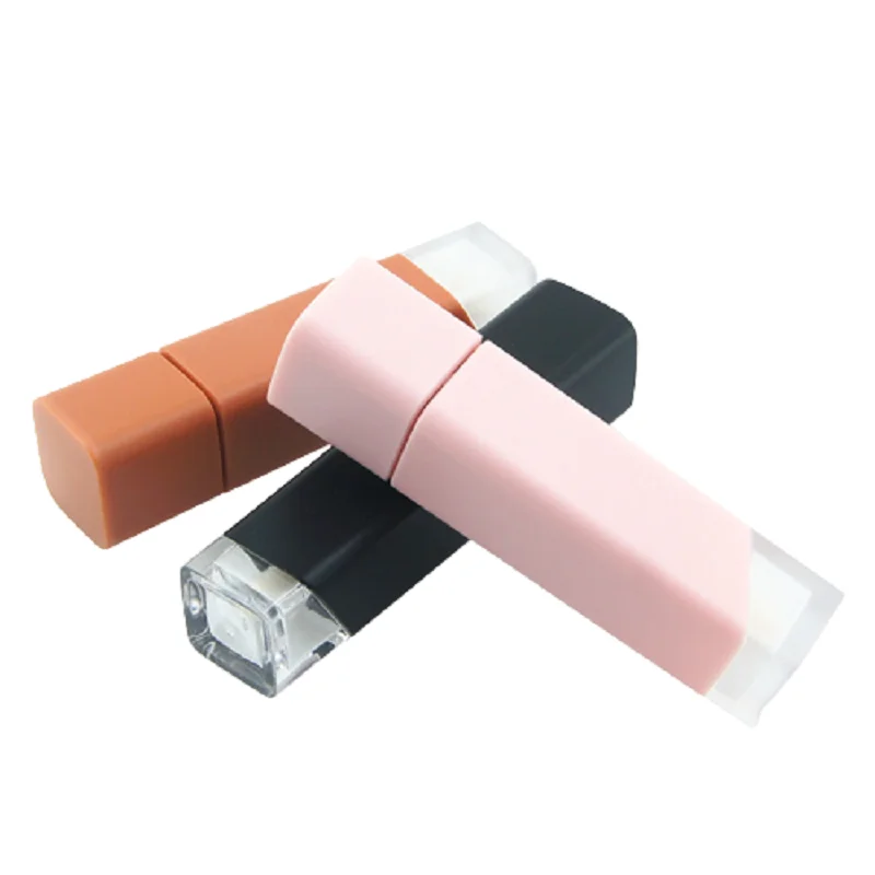 

5ML Square Shape Lip Gloss Tube Black Pink Brown Color Packaging Container Empty Tube Refillable Portable Cosmetic 50Pieces