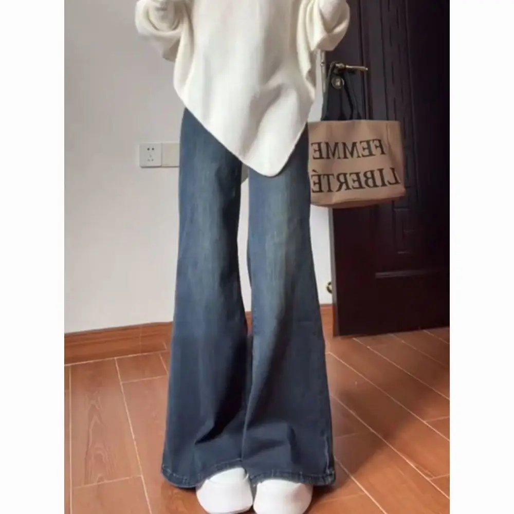 

Джинсы, эластичные мешковатые для женщин, с высокой талией, с рюшами, плиссированные, с драпировкой, с разрезом, асимметричными деталями, сбоку, женская джинсовая мода