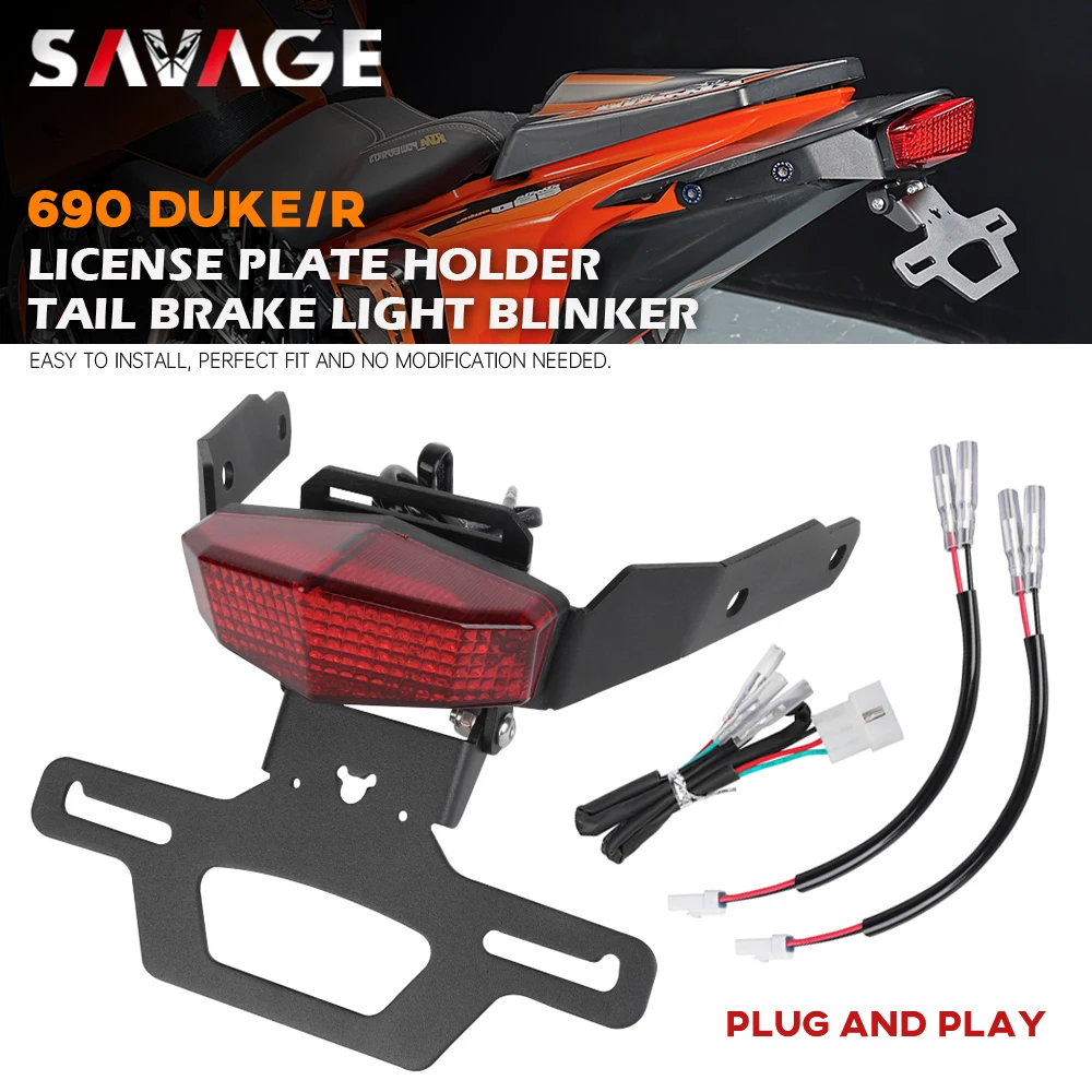 

For 690 DUKE/R 2012-2018 Motorcycle Folding License Plate Holder Tail Brake Light LED Turn Signal Fender Eliminator 690DUKE