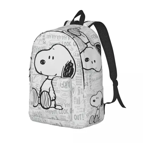 Imagen 2 del producto Mochila de lona personalizada Snoopys On Black White Comics Disney, bolsas de viaje para la escuela y la universidad, mochila para ordenador portátil de 15 pulgadas