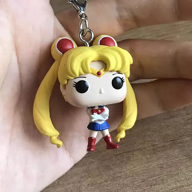 Funko Pop Sailor Moon llavero Anime Mini Tsukino Usagi figura de acción Kawaii estudiante mochila colgante accesorios regalo para niña