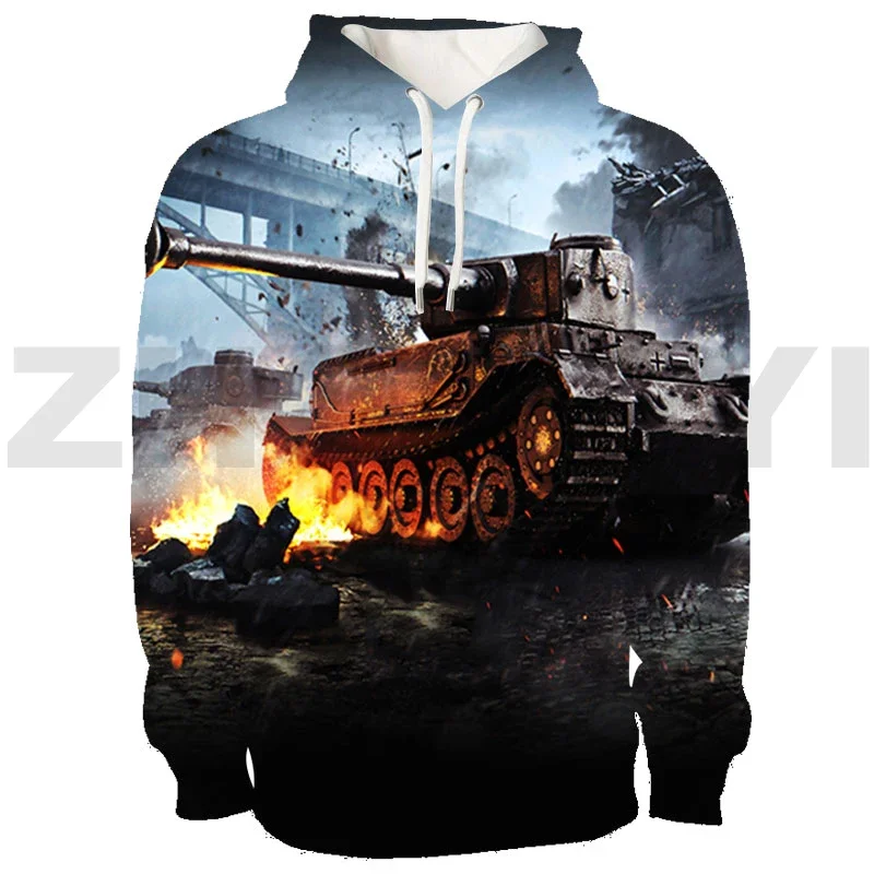 World of Tanks Hoodie Sweatshirt War Thunder Pullover Oversized Streetwear 3D Game Anime Teenagers Gerand Tanks Hoodies Men