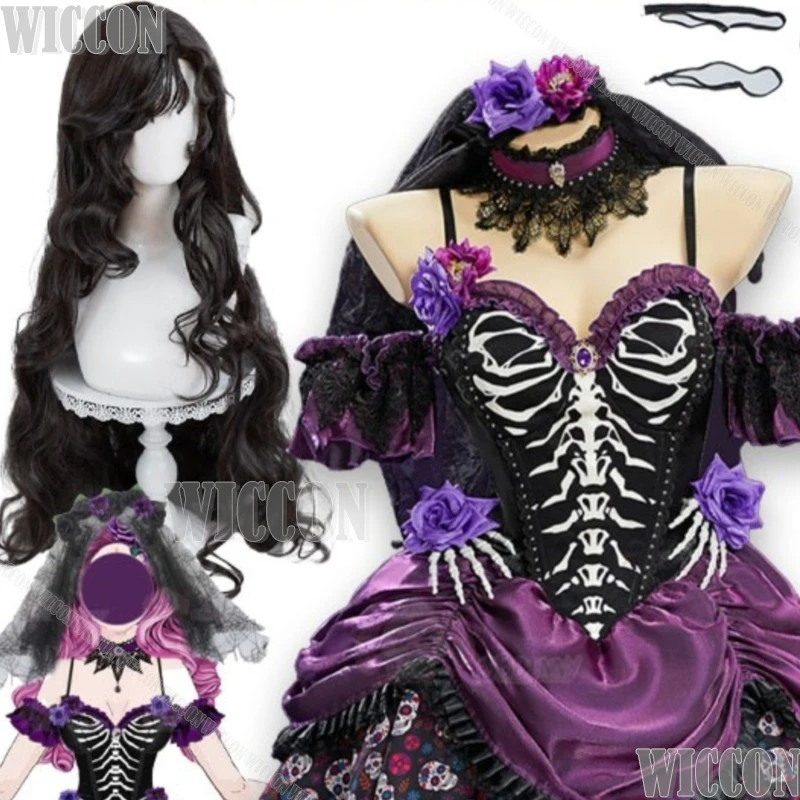 

Halloween Suit Women Skull Flower Fairy Ghosts Bride Dress Mexico Day Of The Dead Skull Zombie Dress Cosplay Comic Con Festival