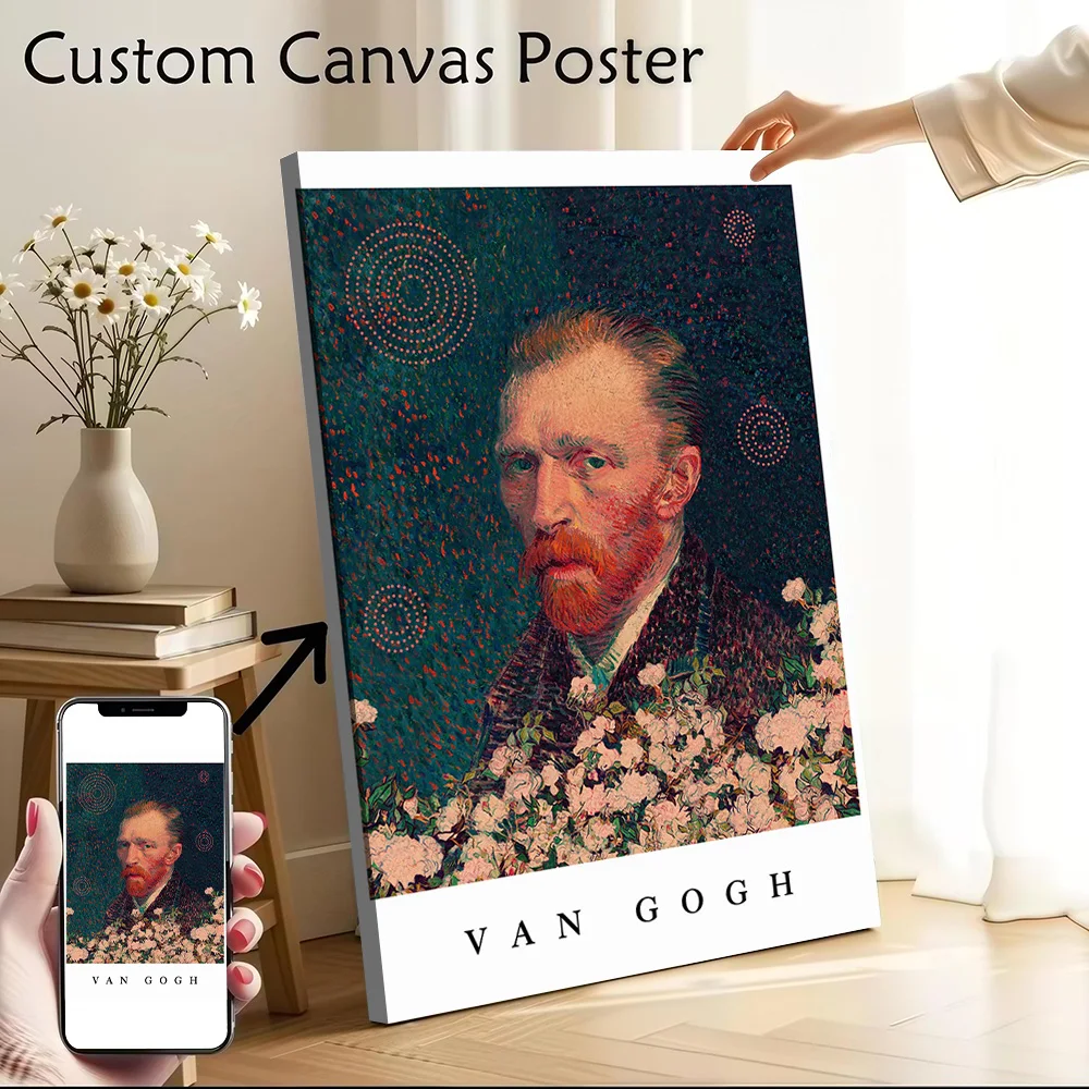 for Vincent Van Gogh With Border Poster Canvas Wall Art Personalized Print Modern Painting Perfect Gift for Decor Living Room