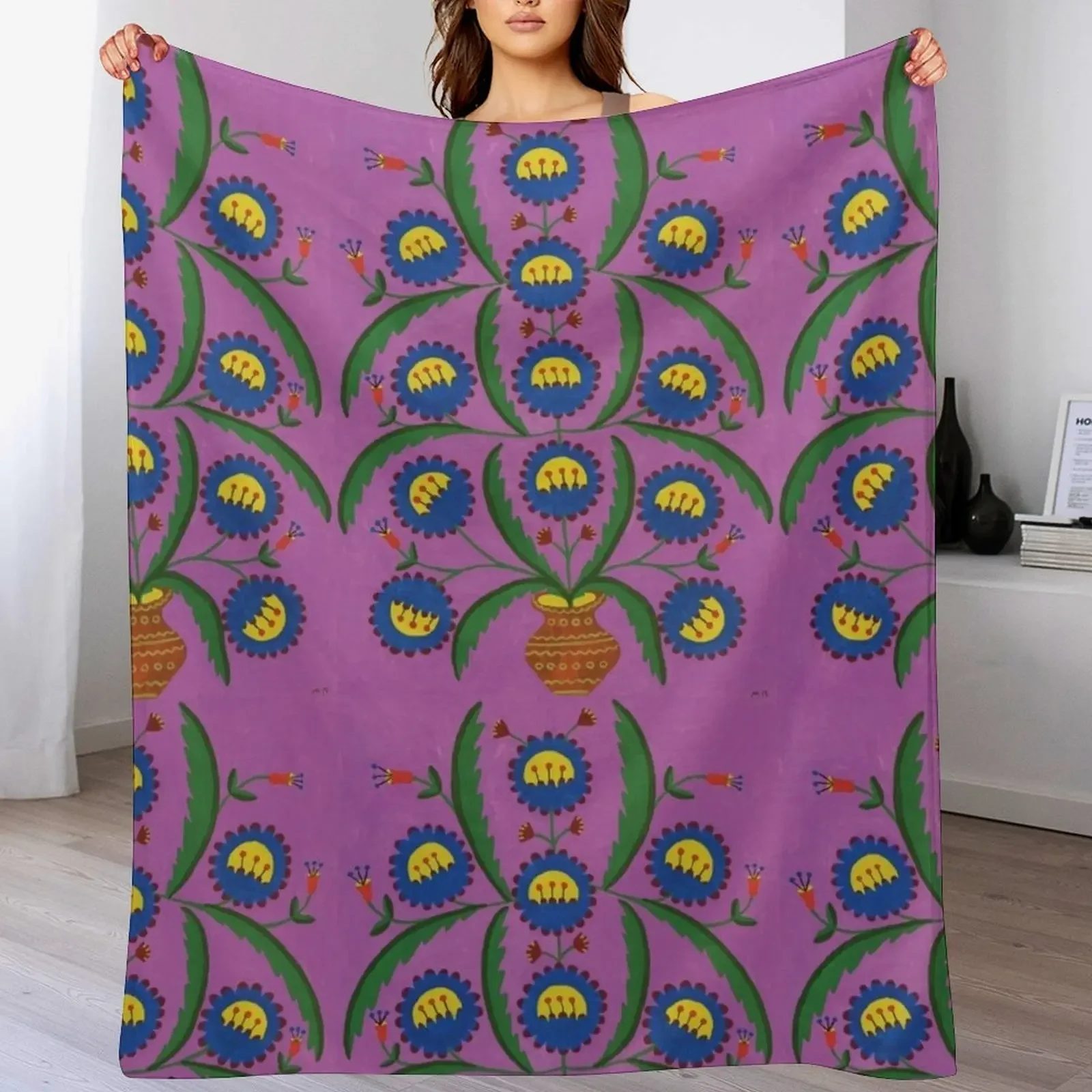 

Maria Prymachenko Flowers in a Pot 1992 Throw Blanket Sofa Quilt Luxury Sleeping Bag Tourist Blankets