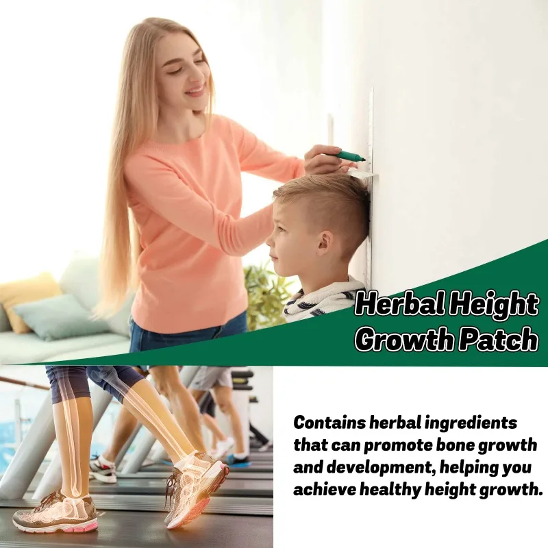 10pcs Height Growth Enhancer Plaster Grow Taller Foot Patch Bone Strength Calcium Vitamin D Supplements for Adults and Teen