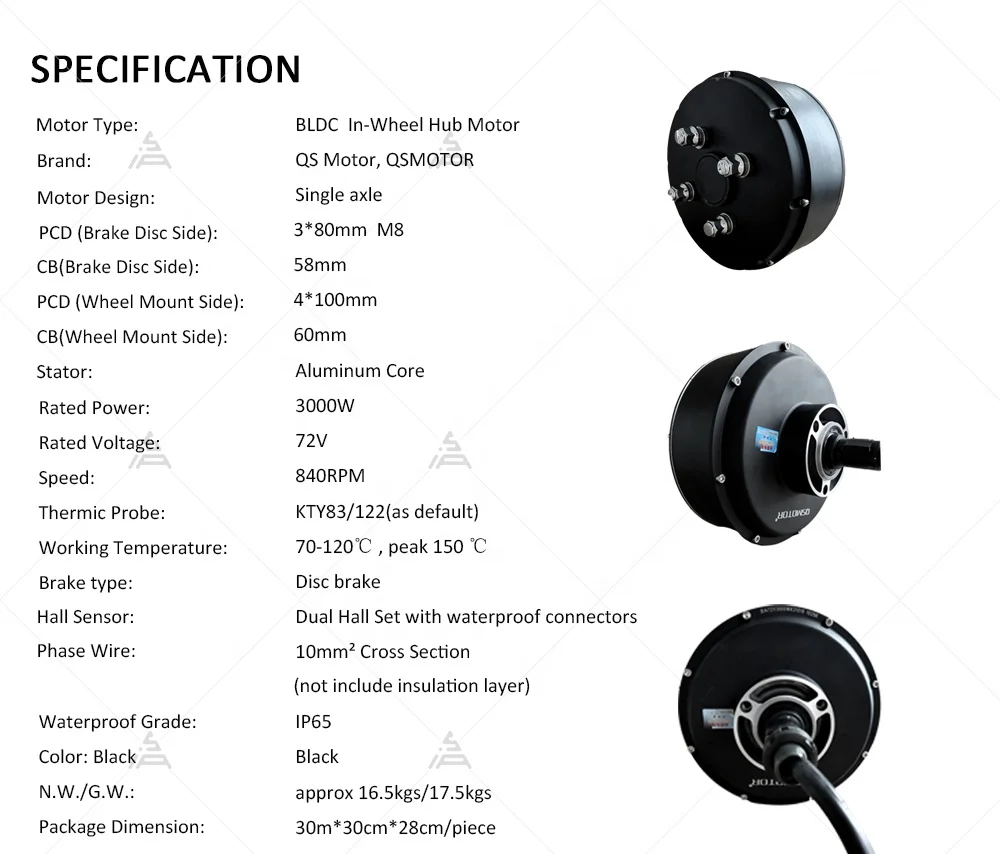 جديد QSMOTOR 205 3000 واط V3 فرش تيار مستمر ATV محور السيارة المحرك 72 فولت 80KPH تحويل عدة مع وحدة تحكم EM100sp