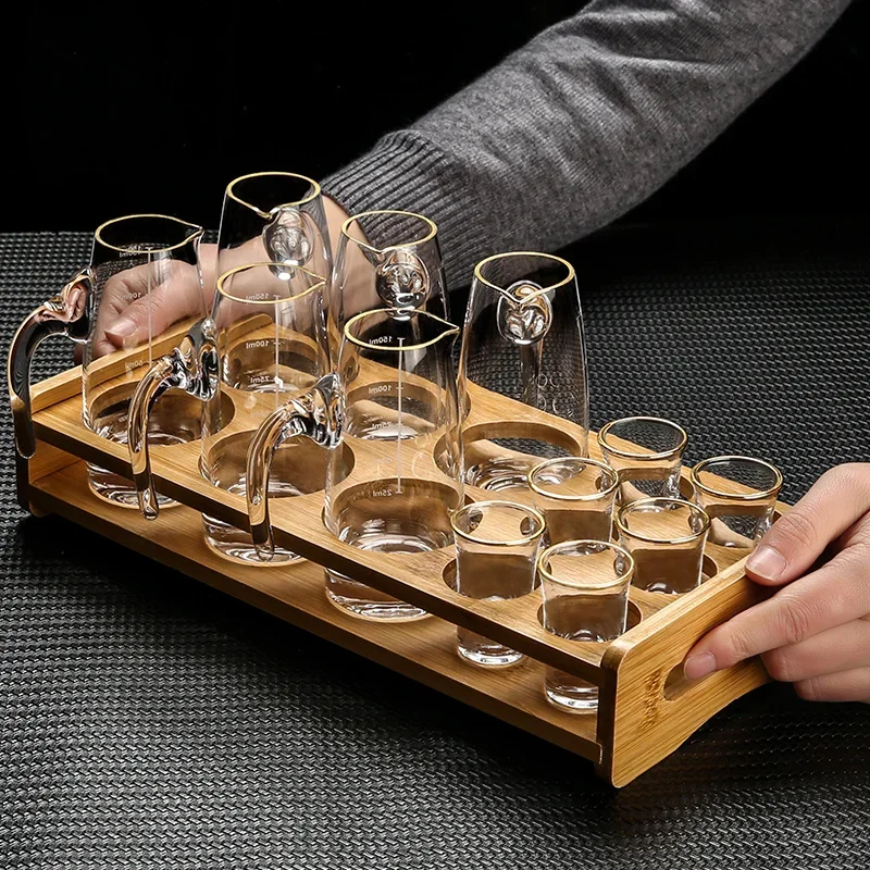 Baijiu cup set wine set restaurant household bullet cup small one-bite glass wine cup high-end Phnom Penh wine dispenser set