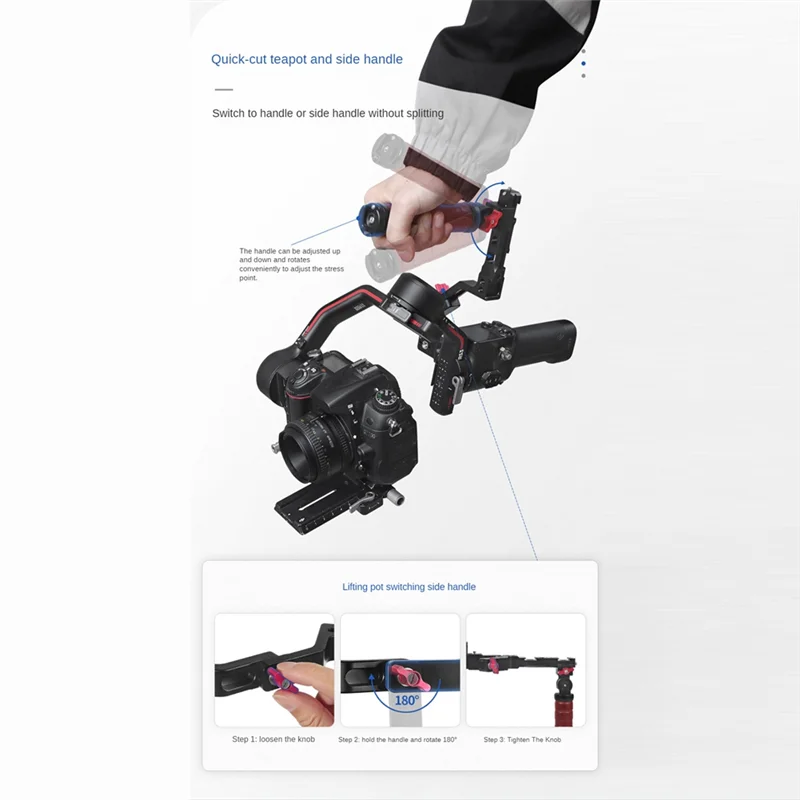 RISE-для DJI Ручной стабилизатор Расширительный карданный кронштейн Многофункциональный складной двойного назначения Подъемная ручка из палисандра Прочный