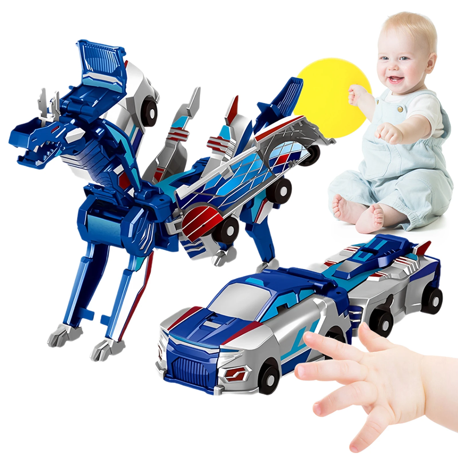 2-in-1 Automatic Magnetic Collision Car Multi-Jointed Articulation Transforming Car Robot Toy Christmas Birthday Gifts for Kids