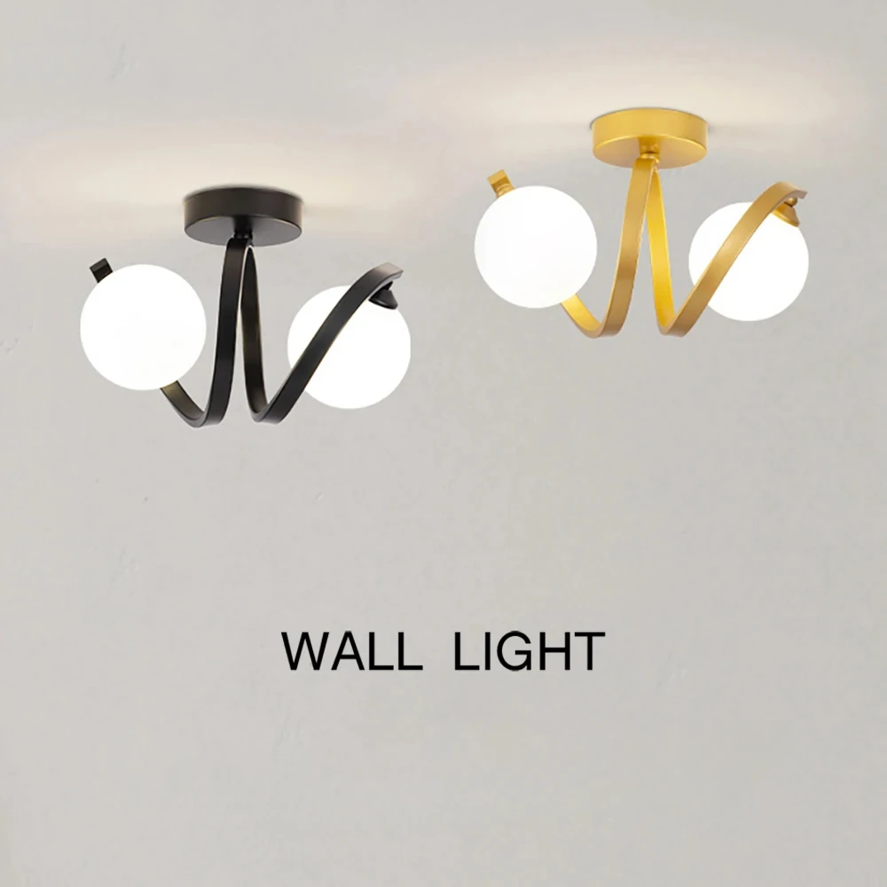 

Modern Glass Ceiling Lamp Nordic Black Gold Ceiling Lights Highquality Double Head Glass Lamps Hallway Bedroom Bedside Lighting