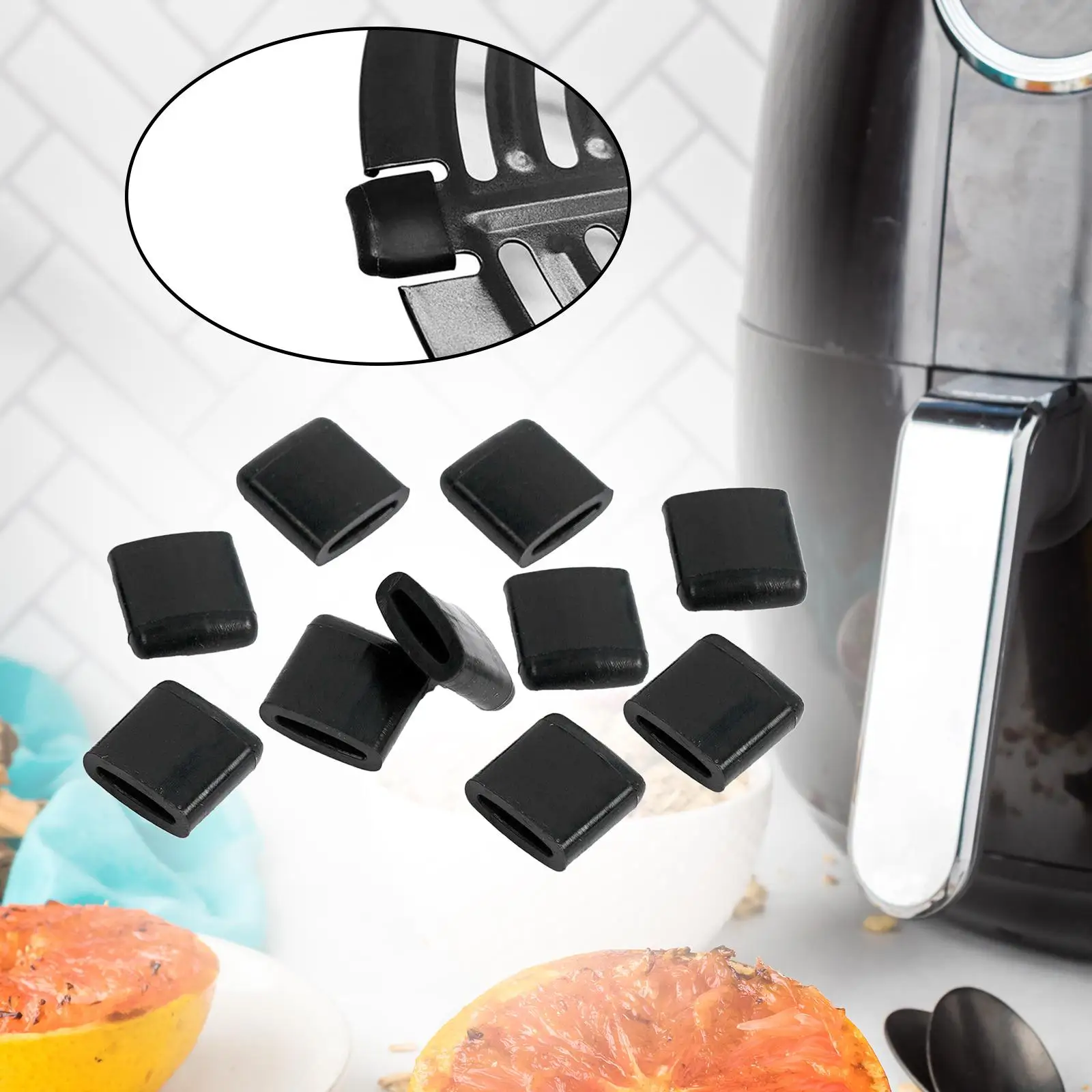 10 adet hava fritöz kauçuk tamponlar ev kauçuk olmayan tırmalamak için koruyucu kapaklar parçaları kauçuk uçlar siyah hava fritöz ızgara tavası