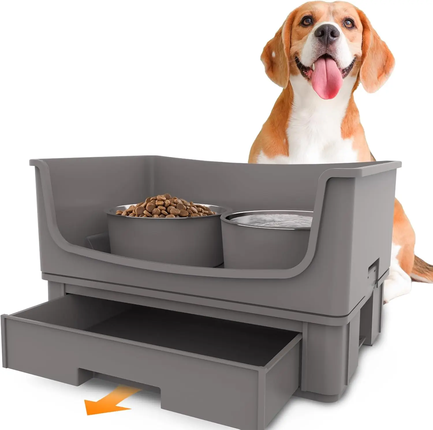 Elevated Dog Bowl Stand Set,Quiet Eating Mess Proof Raised Dog Bowls 2 Stainless Steel Dog Food Bowls