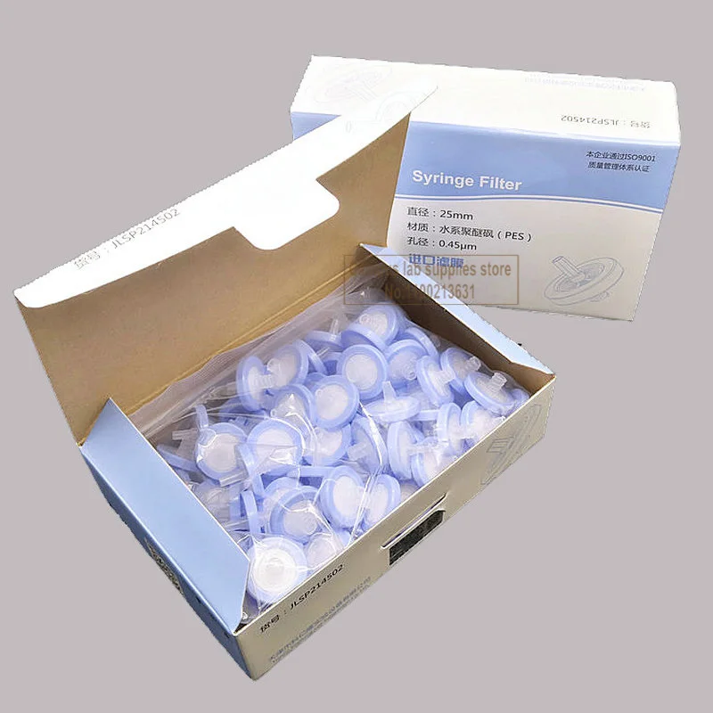 100pcs/lot Lab Disposable Syringe Filter with Filter Membrane Water-based Organic Filter Head PES Nylon Hydrophilic PTFE MCE