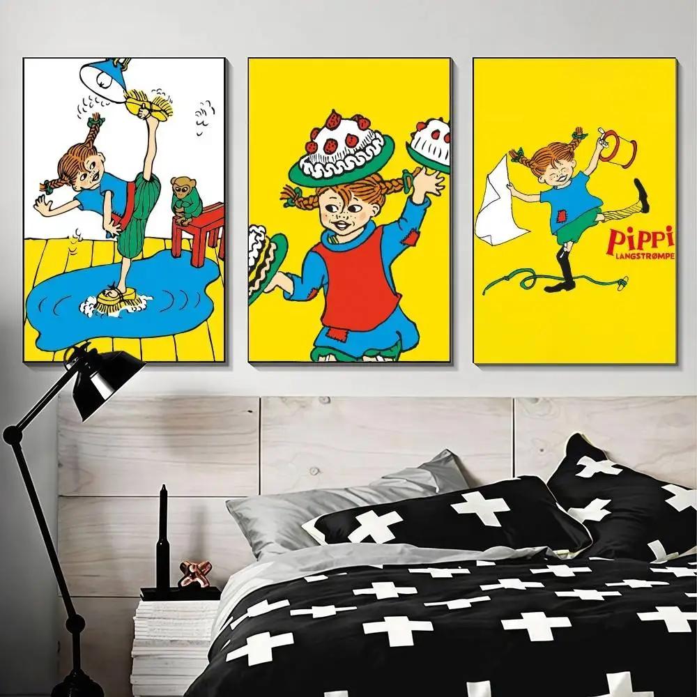 Cartoon P-Pippi L-Longstocking High-End Fashion Poster Sticker for Living Room Entryway Luxury Home Decor