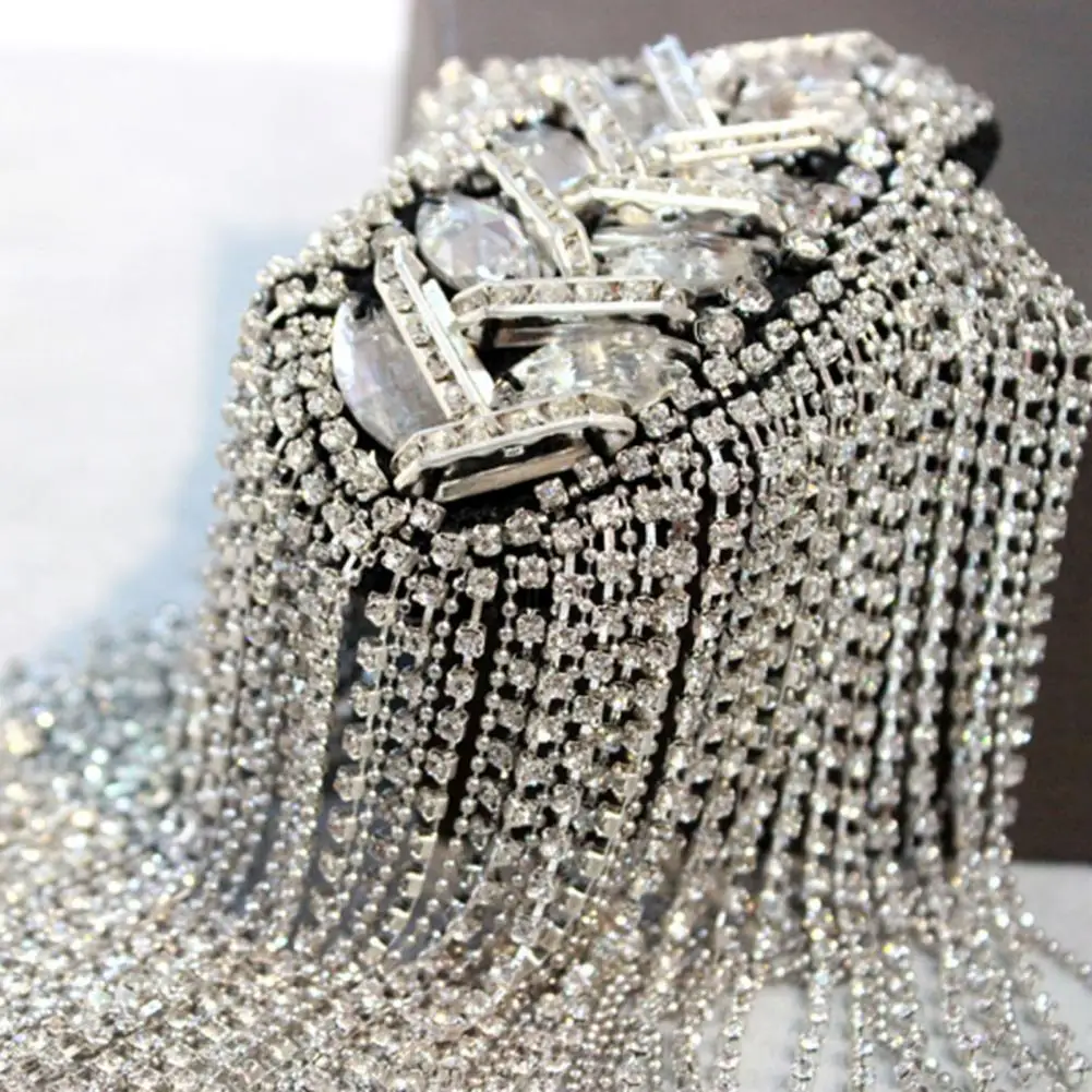 Shoulder Brooch Tassels Rhinestones Jewelry Handmade Shiny Epaulet Clothes Decor Jewelry Tassel Rhinestones Shoulder Brooches