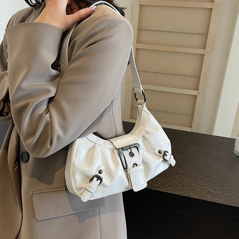 Y2K Retro Plissierte Hobo-Schultertasche für Damen, Trendige Maillard-Style Unterarmtasche, Clutch-Handtaschen für Reisen, Arbeit und Shopping – Detail 11