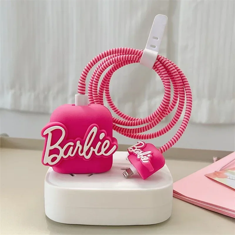 Barbie Charger Protective Cover Cute Cartoon Fashion Barbie Data Cable Protective Cover Works Apple Chargers Holiday Gifts