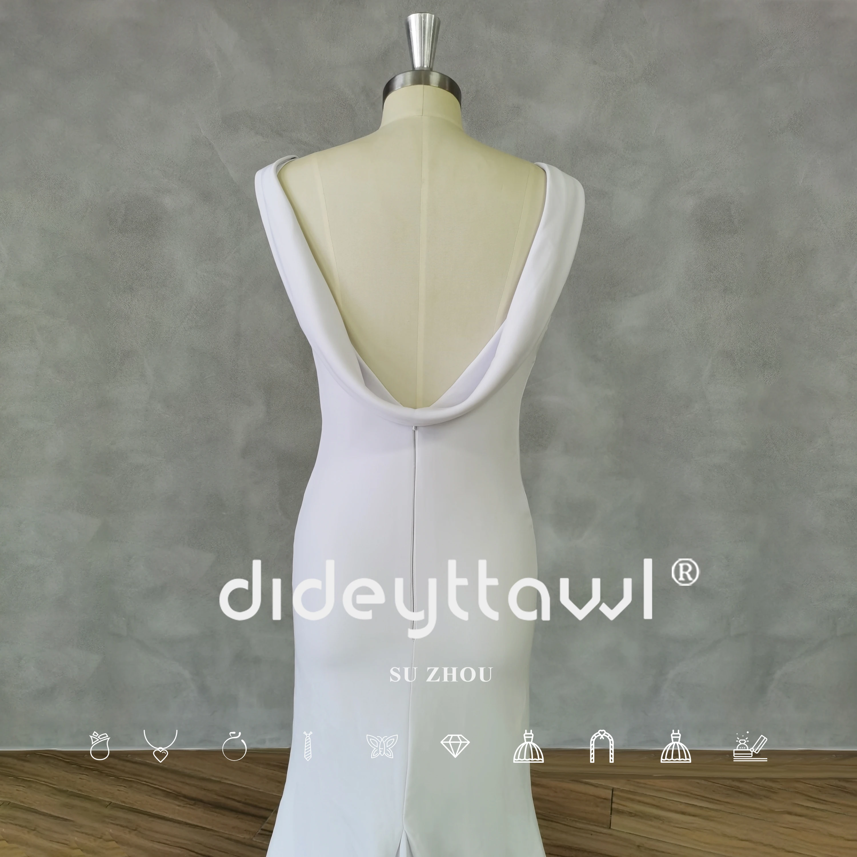 DIDEYTTAWL Real Picture Simple O-Neck Sleeveless Mermaid Wedding Dress For Women Zipper Open Back Bridal Gown Custom Made