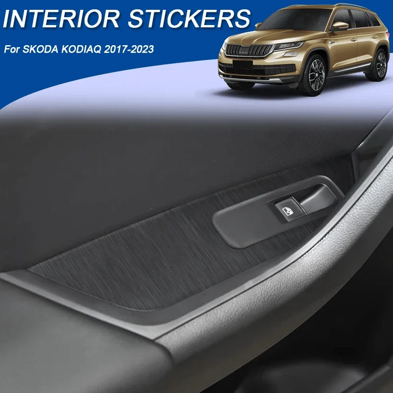 

Car Carbon Interior Sticker Auto Window Lifting Panel Decal Gear Door Protective Film Accessory For SKODA KODIAQ 2017-2023 LHD