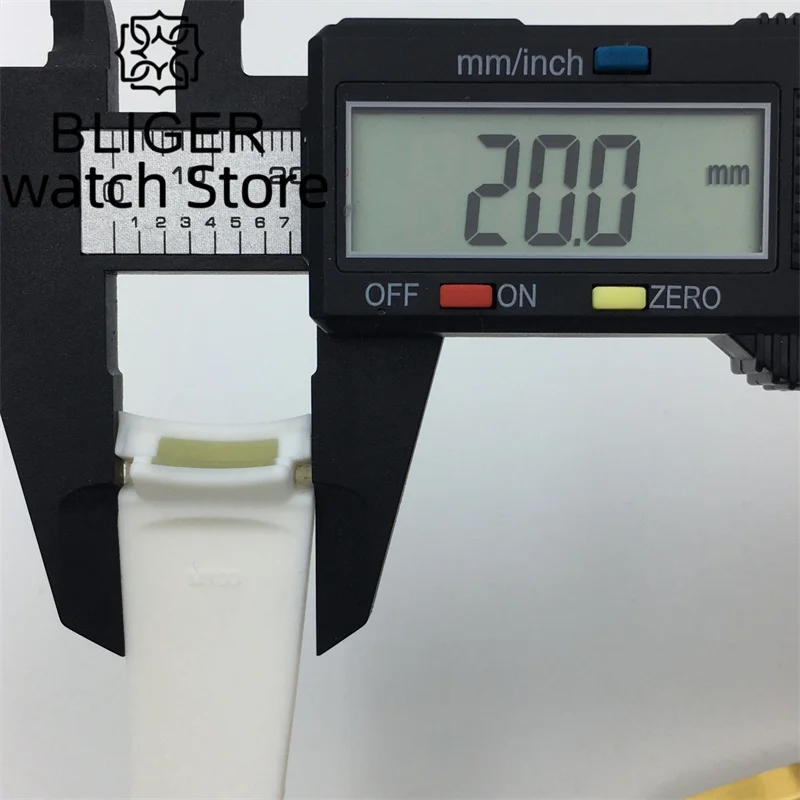 BLIGER 20mmBlack Blue Green White Red Pink Orange  rubber strap with rose gold black silver gold stainless steel folding buckle