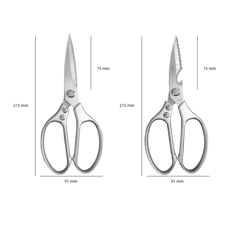 1PC Stainless Steel Kitchen Scissors Sharp Chicken Bone Shears For Cutting Fish Duck Meat Chef Scissors Household Cooking Tool