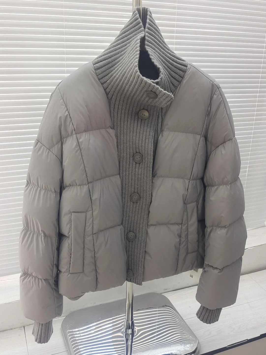 

Grey Spliced Loose Warm Cotton Jacket Women's Fashionable Thick Outerwear Winter New Style Korean Version All-Match Coat