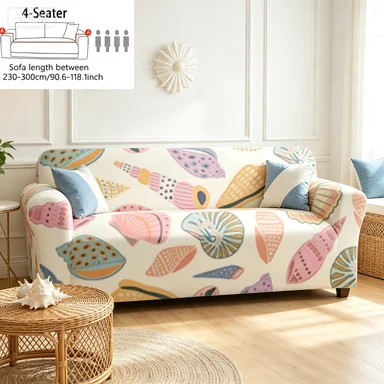 Pink Leopard Sofa Cover, Colorful Shell Ocean Dust Cover, Blue Snowflake Winter Sofa Cover, Pop Art Graffiti Non-Slip Cover.