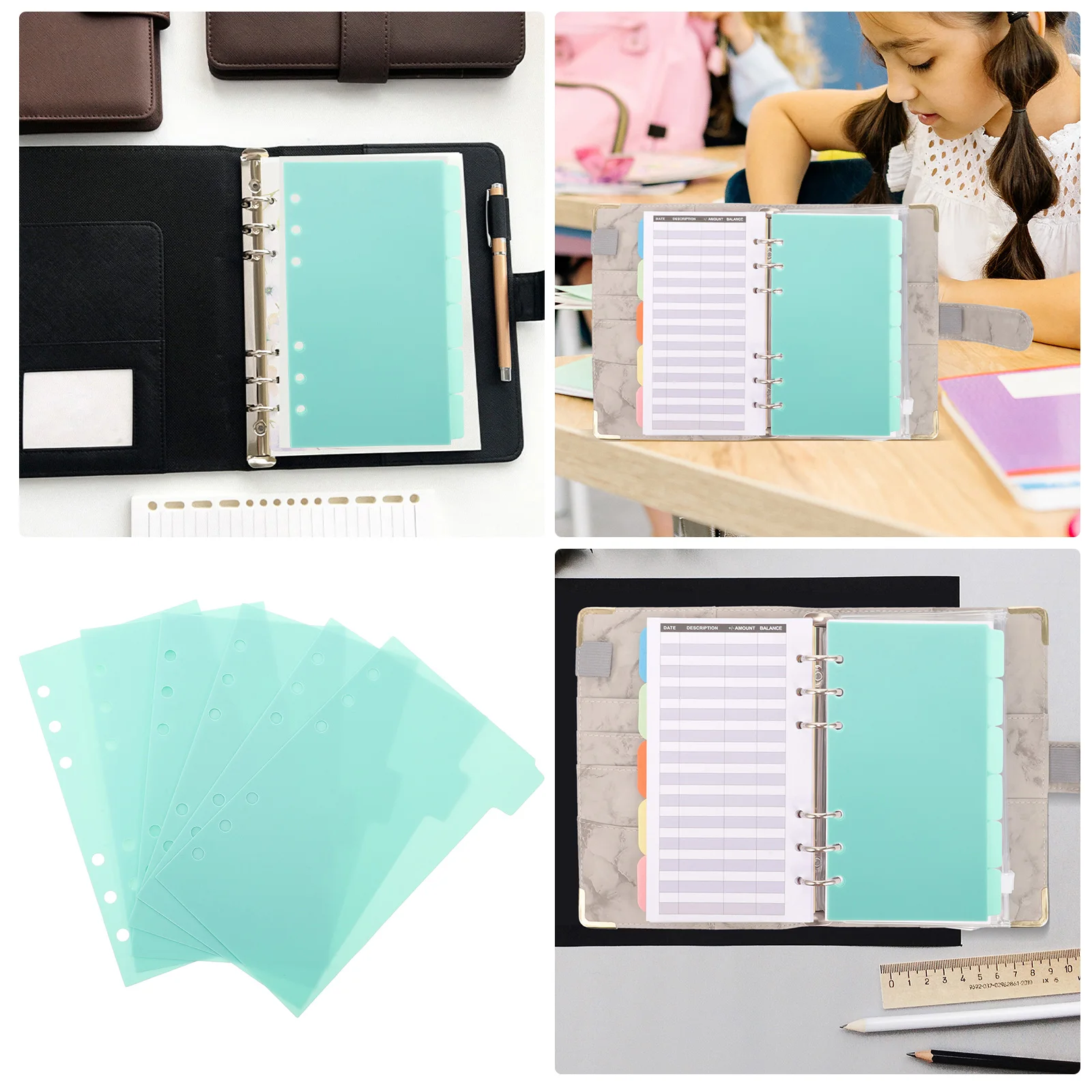 

6 Hole A6 Purple PP Index Divider Tabs Notebook Supplies 6 Dividers Binder Organizing Efficient Sorting Plastic Separators