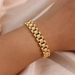 Vintage 18k Gold Plated Stainless Steel Gold Color Cuban Chain Bracelets for Women Men fashion jewelry