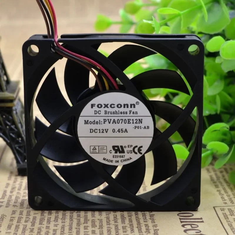 New Fan For FOXCONN PVA070E12N 12V 0.45A 7CM 4-wire Fan 70mm×70mm×15mm