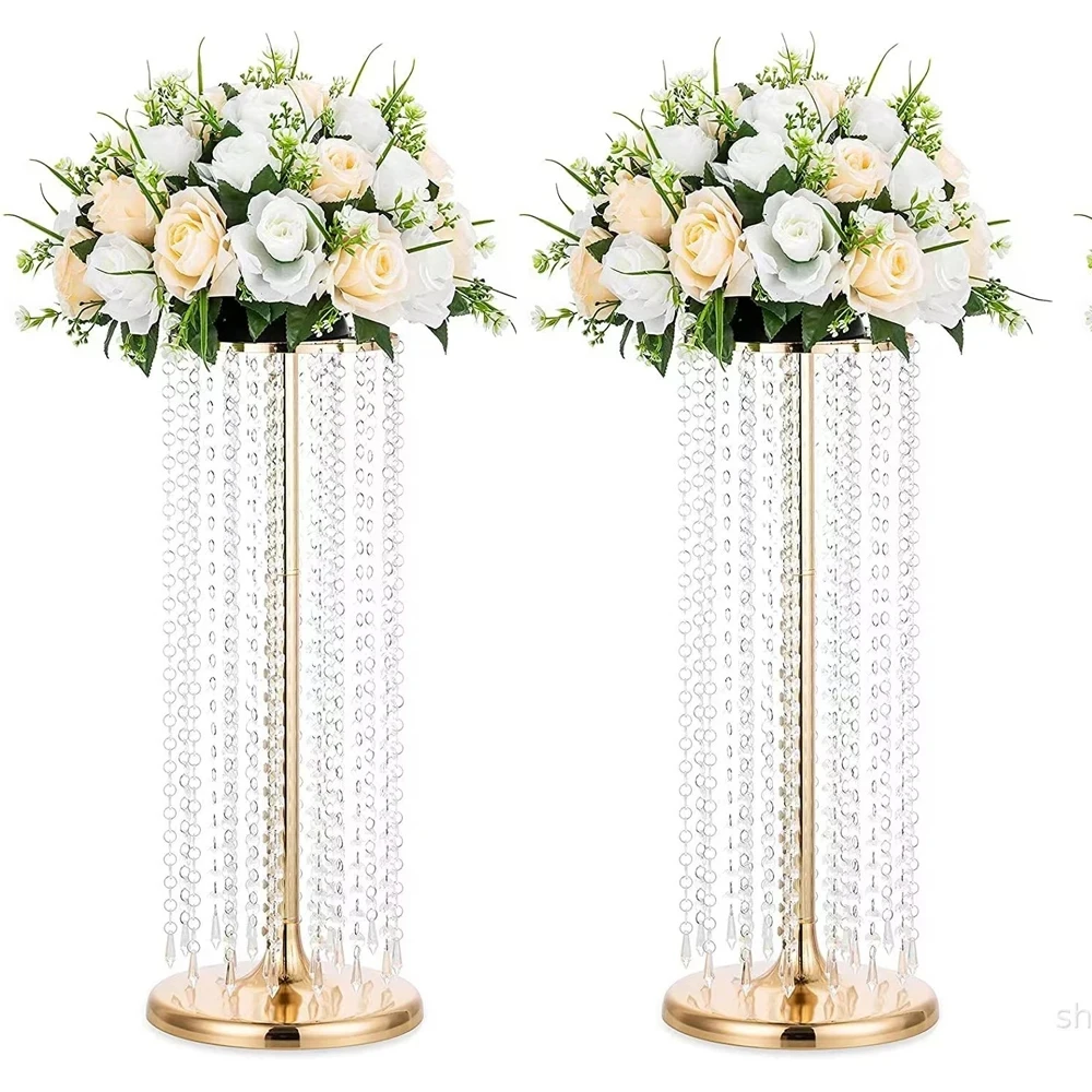 Imagem -02 - Cilindro Forma Redonda Flower Stand Dourado Prata Wedding Table Centerpiece Crystal Road Lead Decoração do Partido do Evento Pcs