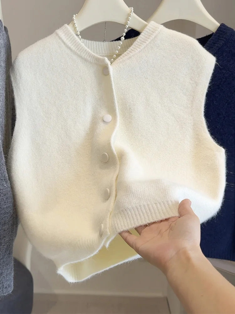 خريف شتاء جديد سترة سترة المرأة واحدة الصدر محبوك سترة المرأة فضفاضة أكمام سترة ناعمة صدرية سترة الإناث