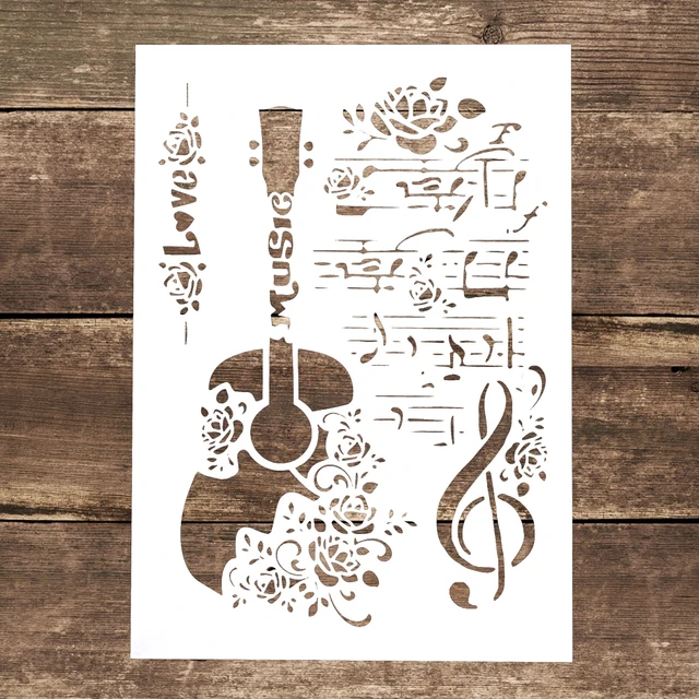 Rozmiar A4 DIY Craft nakładanie warstw szablon gitary do malowania ścian Scrapbooking tłoczenie Album dekoracyjne tłoczenie kartka papierowa