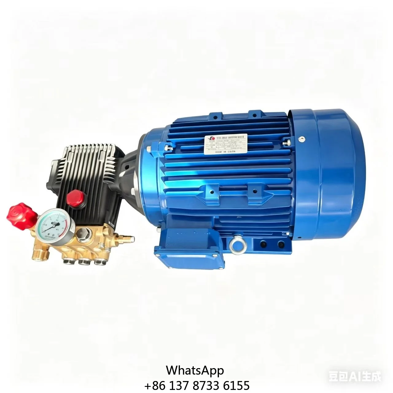 

1514C New High-pressure Car Wash Machine Pump Motor Assembly 220V 4KW All-copper Motor 200Bar 10.7L/min Car Wash Shop