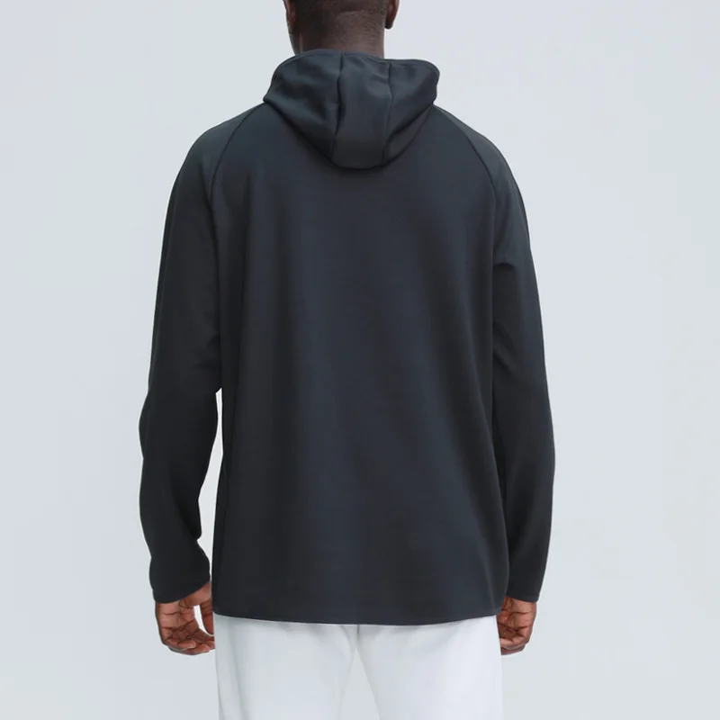 New Hooded Sports Sweater Men's Long Sleeve Standing Neck Sports Hoodies Loose Fit Running Training Fitness Sweater