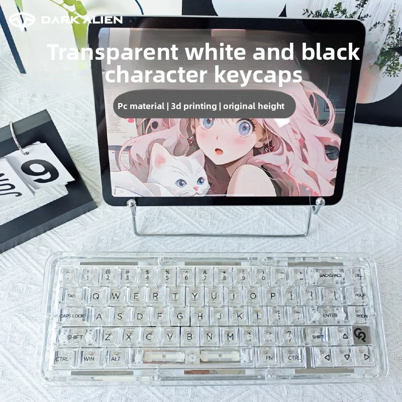 High Color Value Comfortable Custom Keycaps, Transparent 132 Keys Full Set, Universal for Mechanical Keyboard Accessories