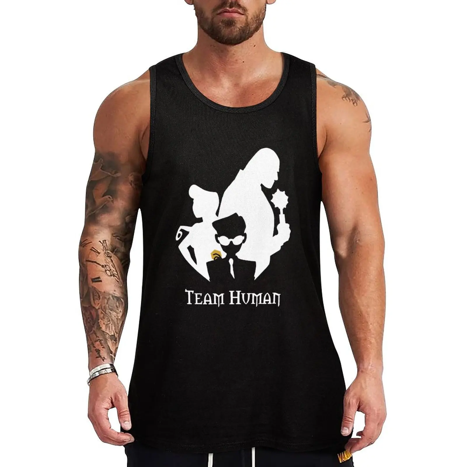 Team Human Tank Top Beach Wear Tank Top Casual Loose Sleeveless Shirt