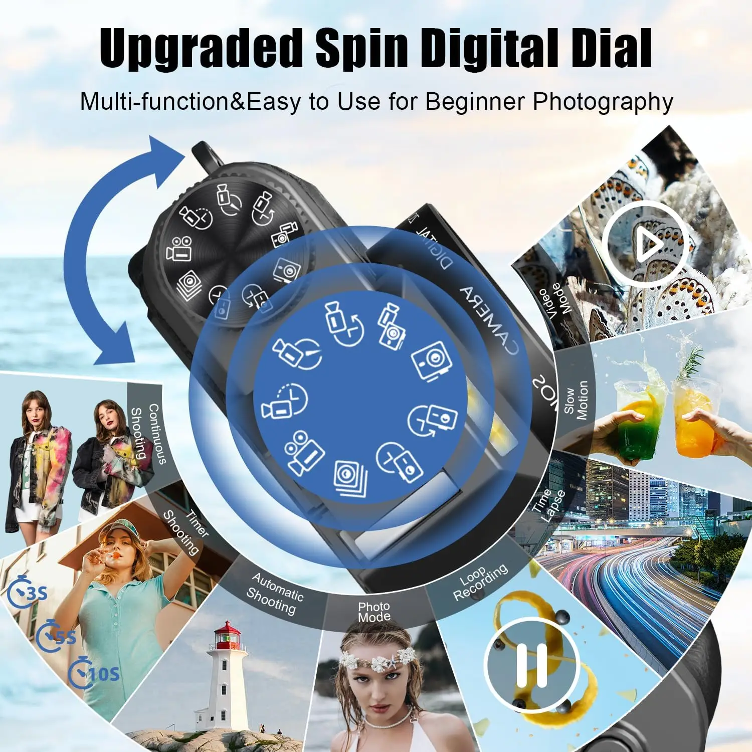 6K Digital Camera 64MP 16X Digital Zoom 3'' Flip Screen WiFi Web Camcorder Vintage Photography Compact Professional Video Camera