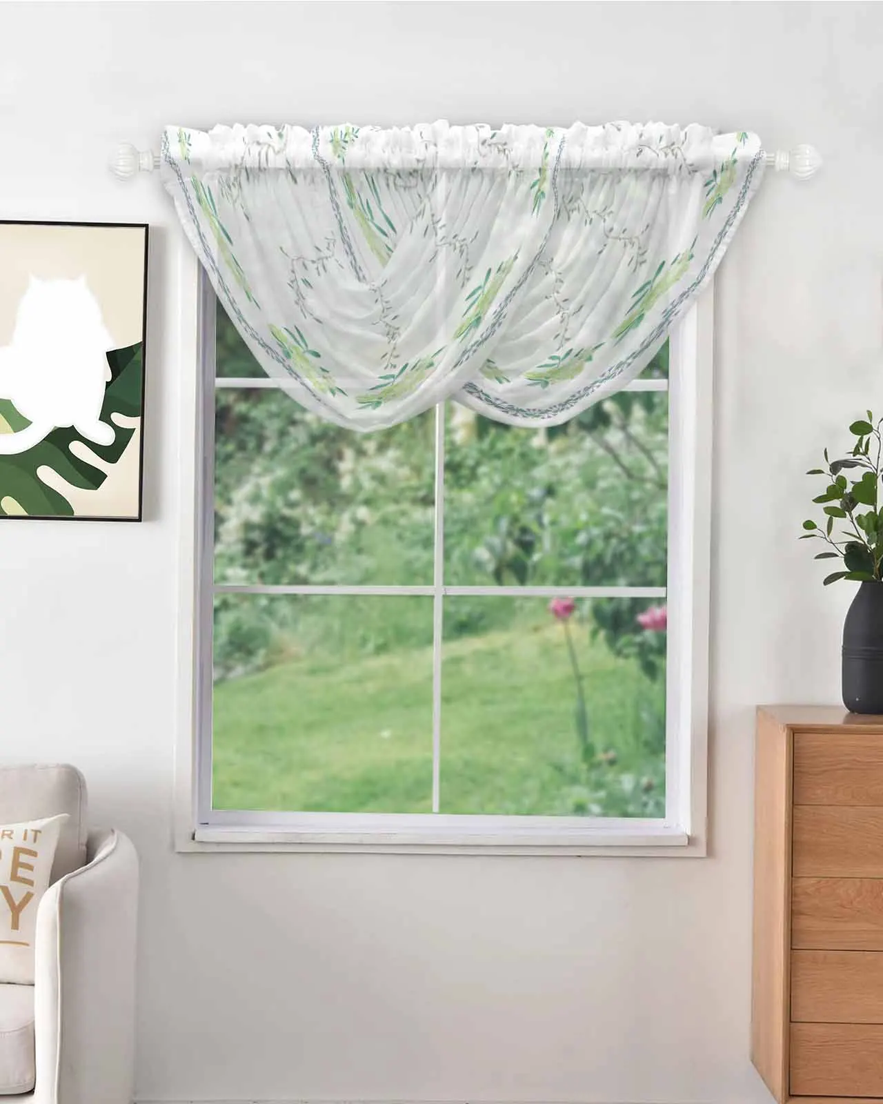 Vine Leaves Flowers Irregular Design High Quality Voile Window Curtains for Bedroom Balcony Sheer Drapes