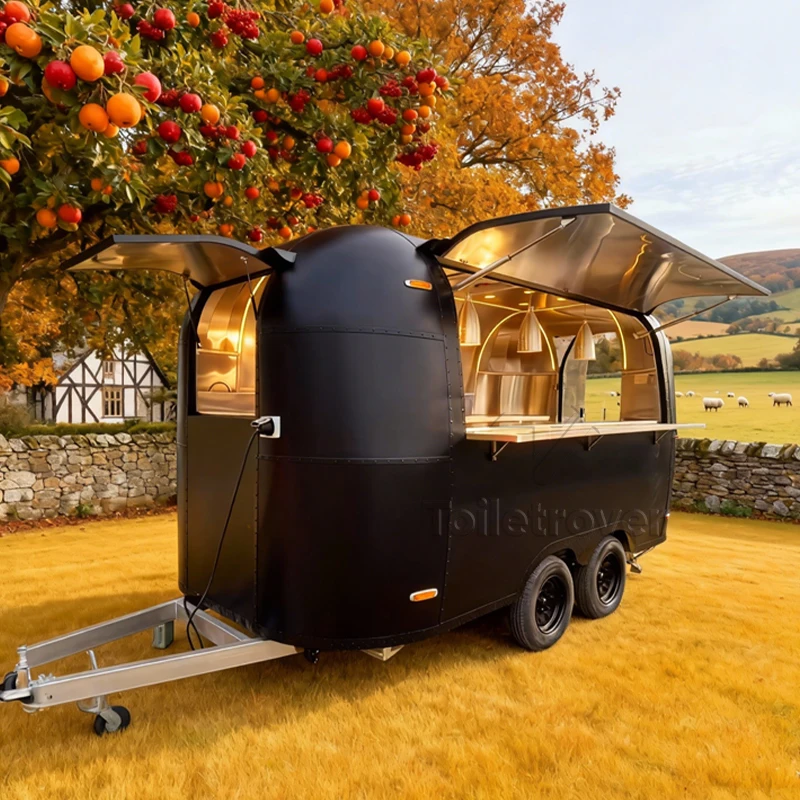 

Street Mobile Mini Food Cart Small Trailer Cheese Ice Cream Waffle Crepe Dessert Pancake Donut Food Truck with Full Kitchen