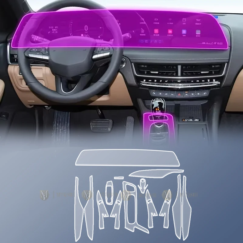 

Для Cadillac CT5 2024: Защитная пленка для интерьера автомобиля, приборной панели, центральной консоли и рычага переключения передач, прозрачная TPU PPF пленка от царапин